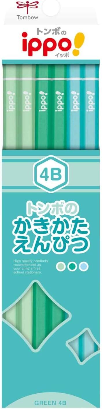 Tombow Pencil ippo! Kakikata Pencil 4B Plain Green KB-KPN04-4B