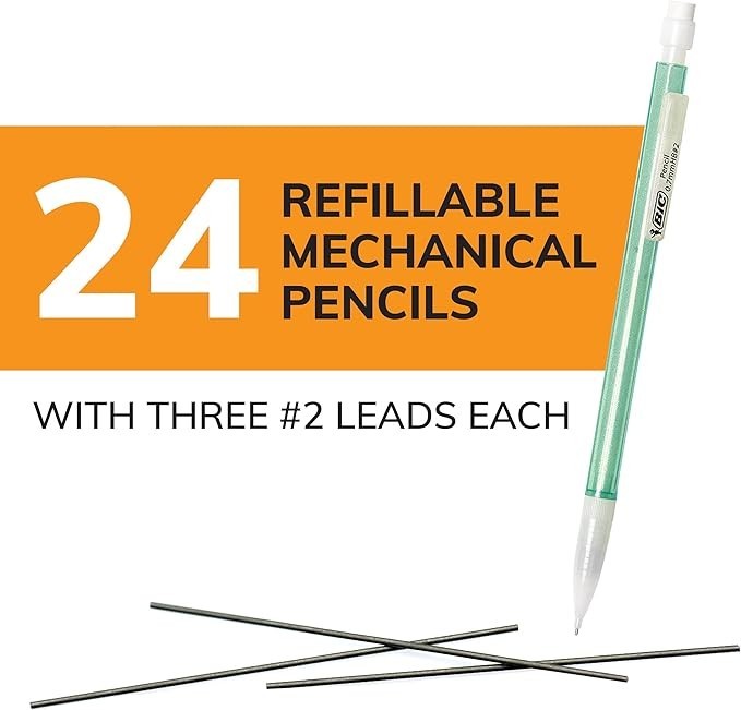 Bic Xtra Strong 24 Count Mechanical Pencils With Erasers 0.7Mm Number 2 Pencils