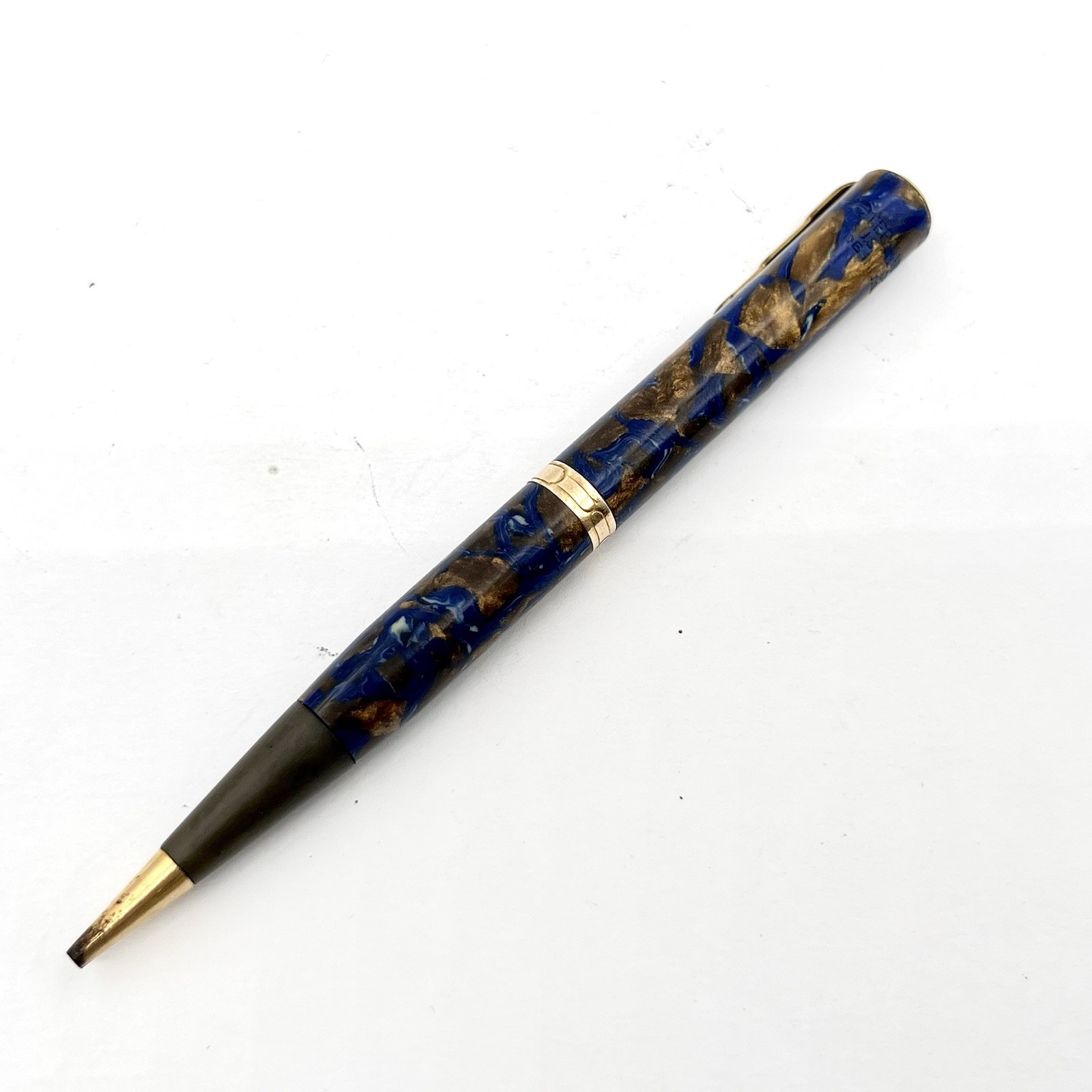 Waterman Lady Patricia Mechanical Pencil 4.25″ 1.1mm Blue Bronze Gold Trim