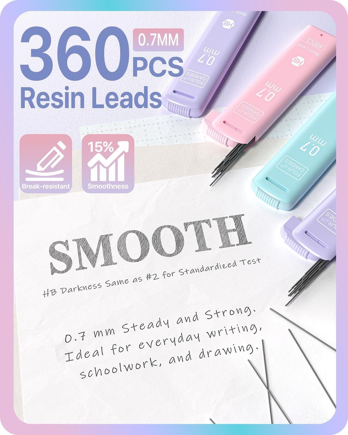 Versatile Mechanical Pencil Set with 360 Refills & Pastel Erasers for All Ages