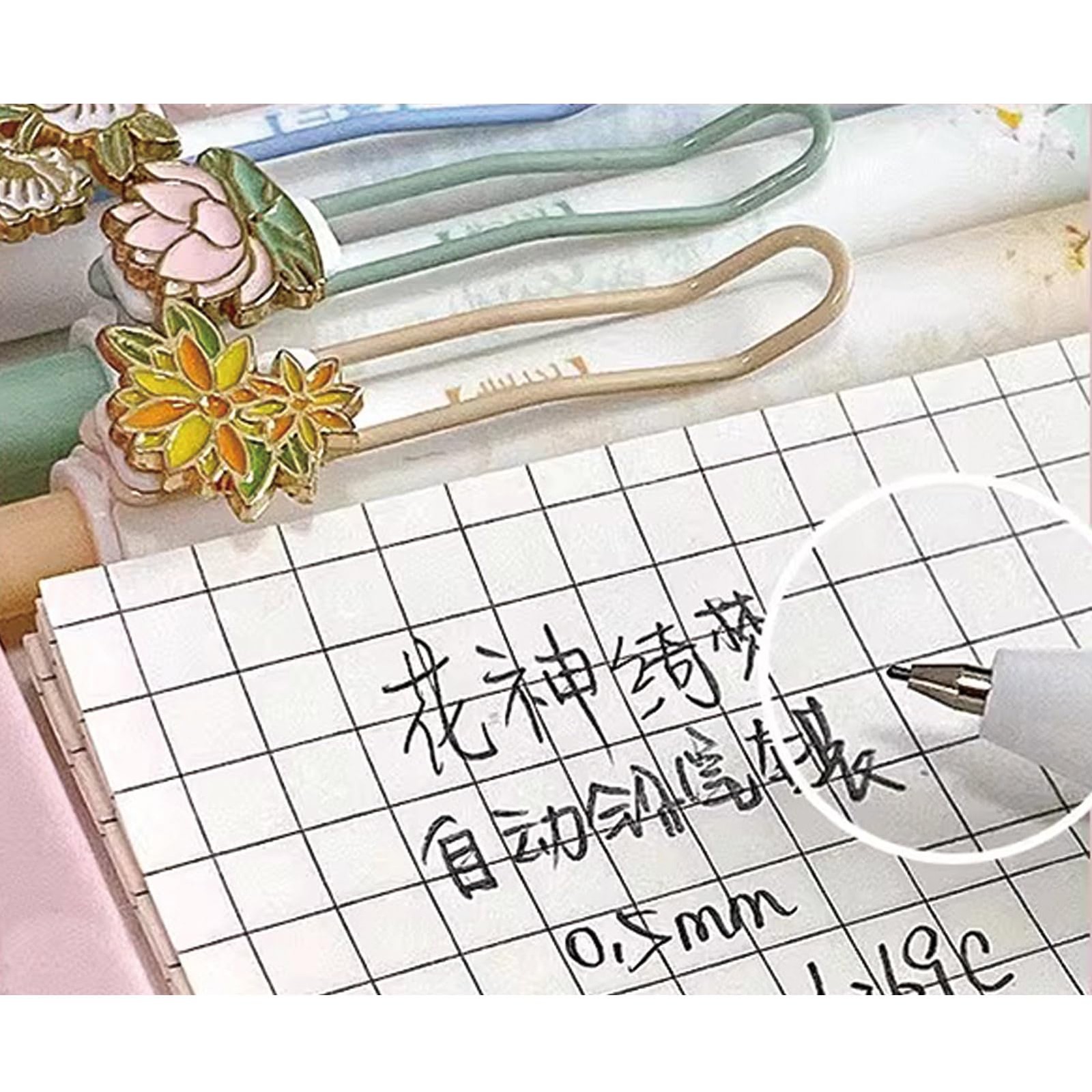 MOZXIRZ 4 Pcs Flower Mechanical Pencils with Refill and Eraser, 0.5mm Cute Me…