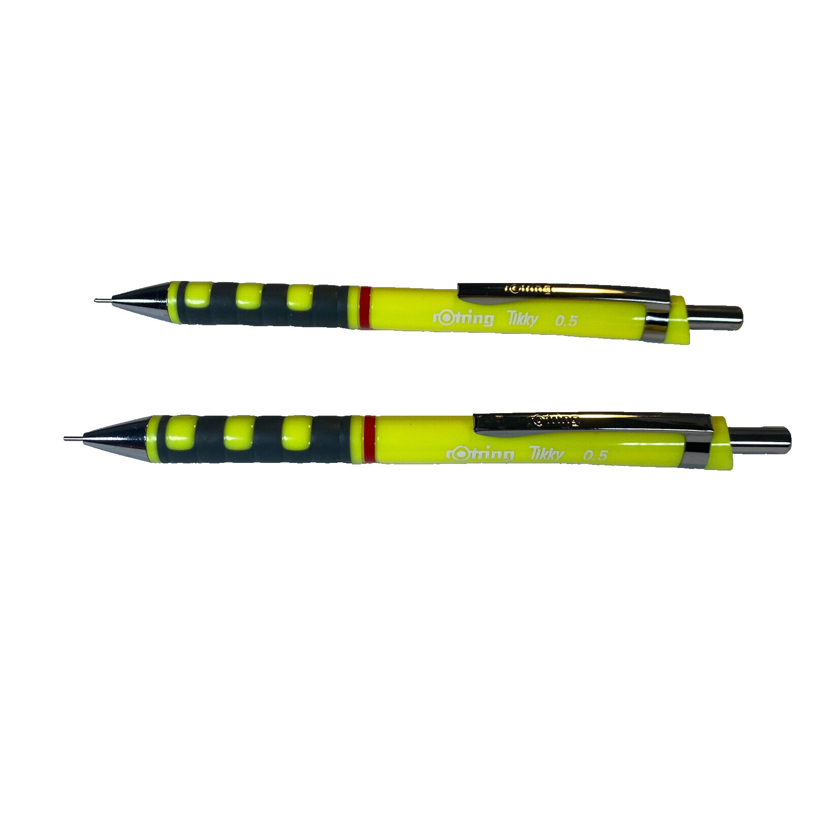 NEW Rotring Tikky 0.5 mm Mechanical Pencil Lot of 2 Rubber Grip Neon Yellow