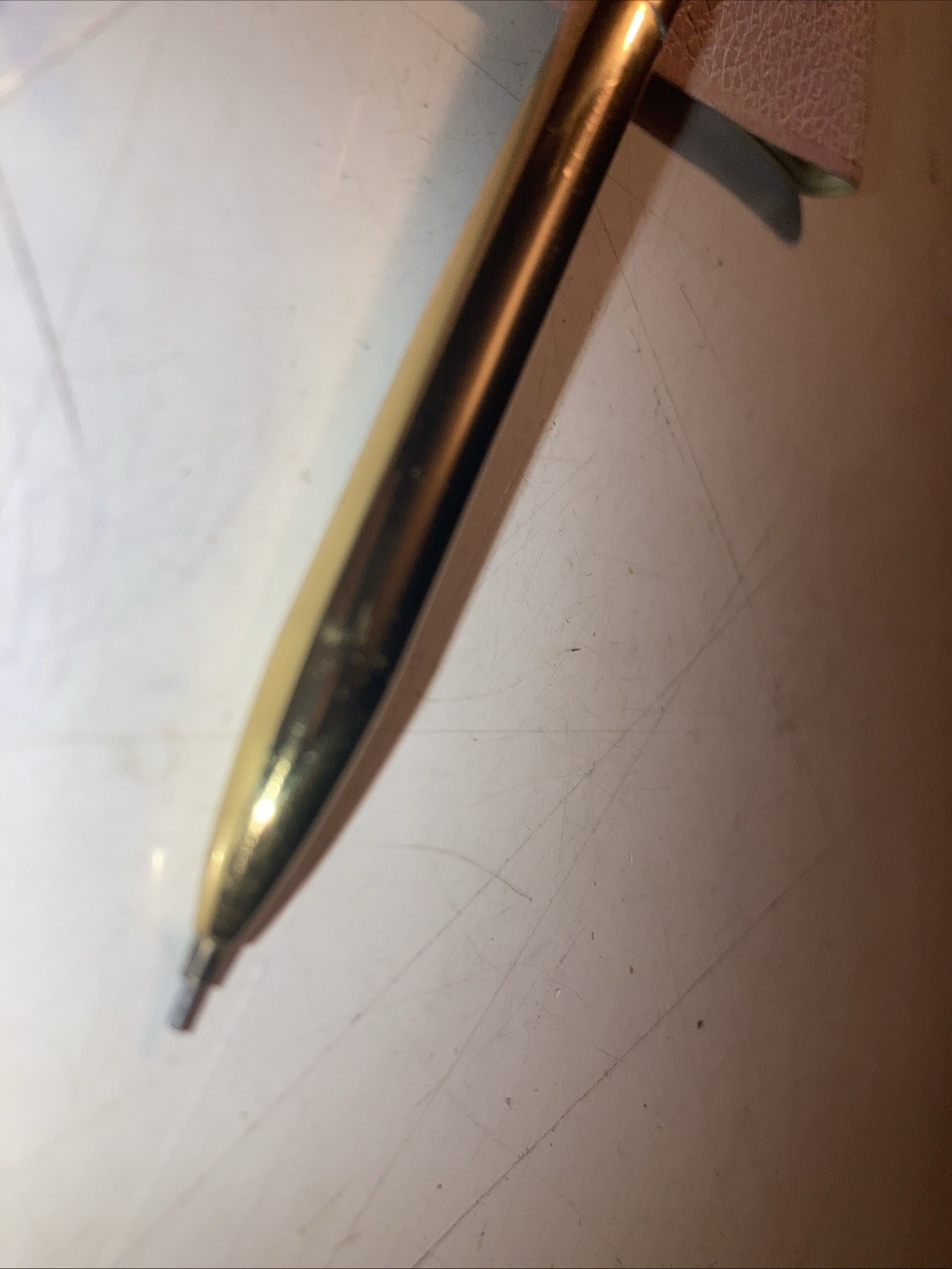 Vintage Gold Plated Mechanical Pencil Stamped Mascot USA (WORKS w/LEAD) & Sheath