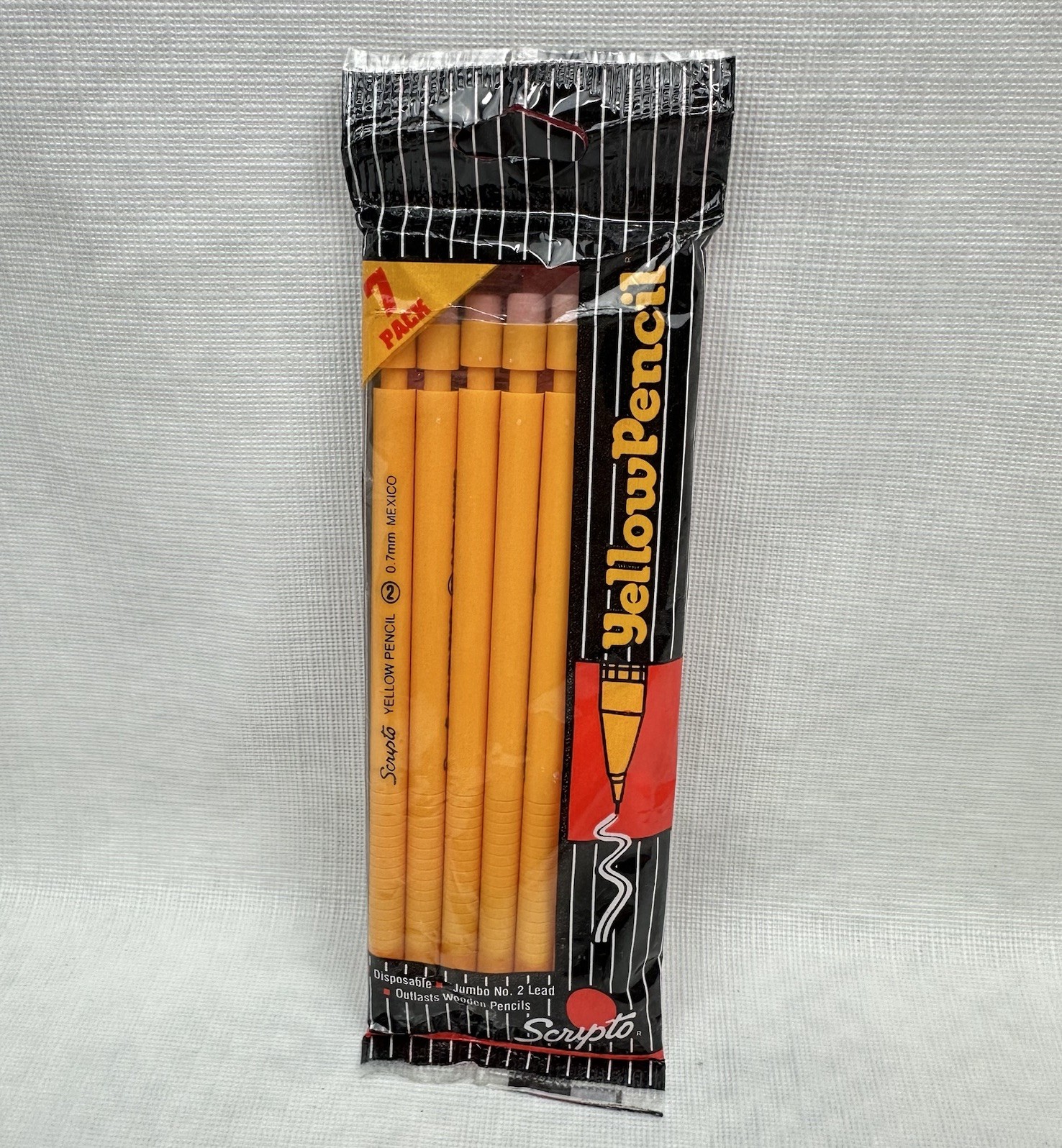 Vintage Scripto Yellow Pencil 7 Pack Number 2 0.7mm Mechanical (1991) New Sealed