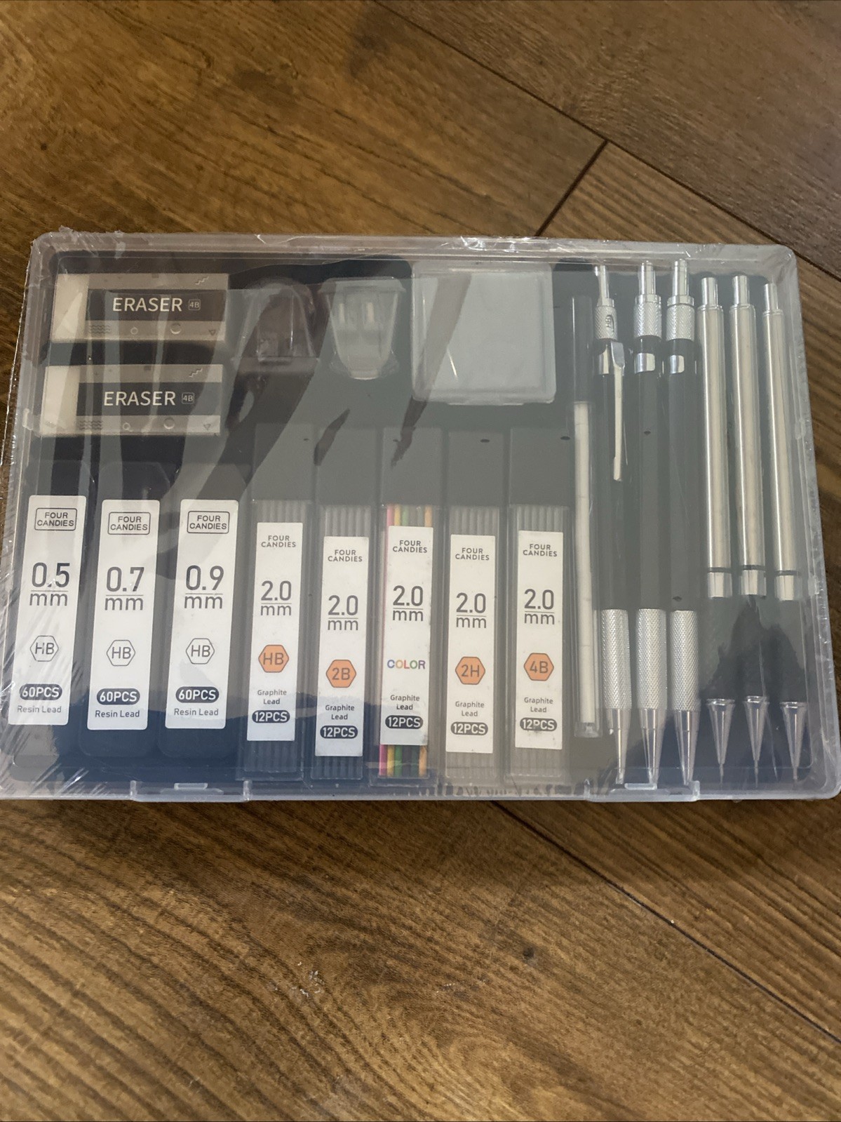 Four Candies 25PCS Art Mechanical Pencil Set with Case, 3PCS Metal Artist Lead P
