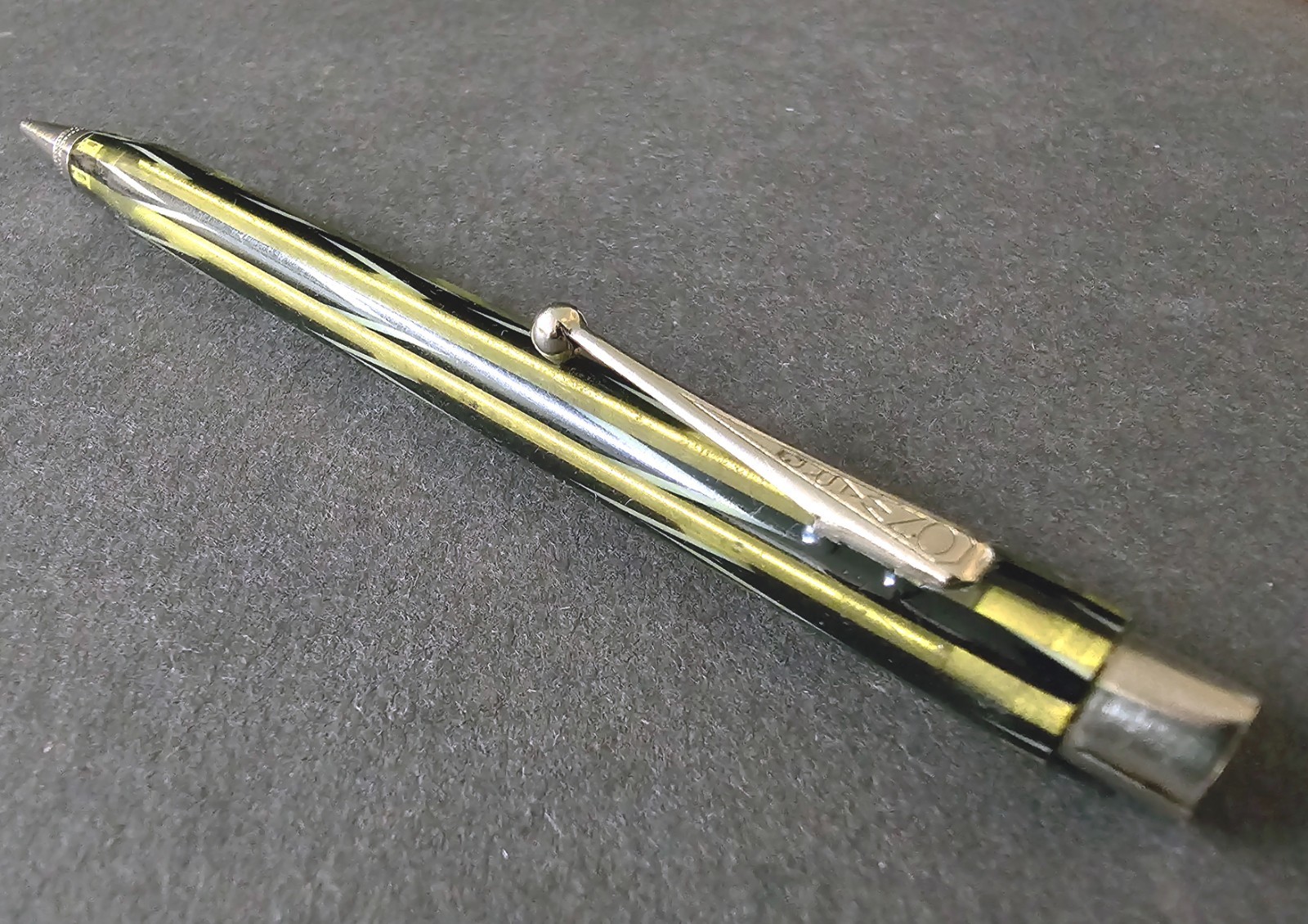 1930’s ONWARD Celluloid Mechanical Pencil Gold & Black Missing Eraser Works Well