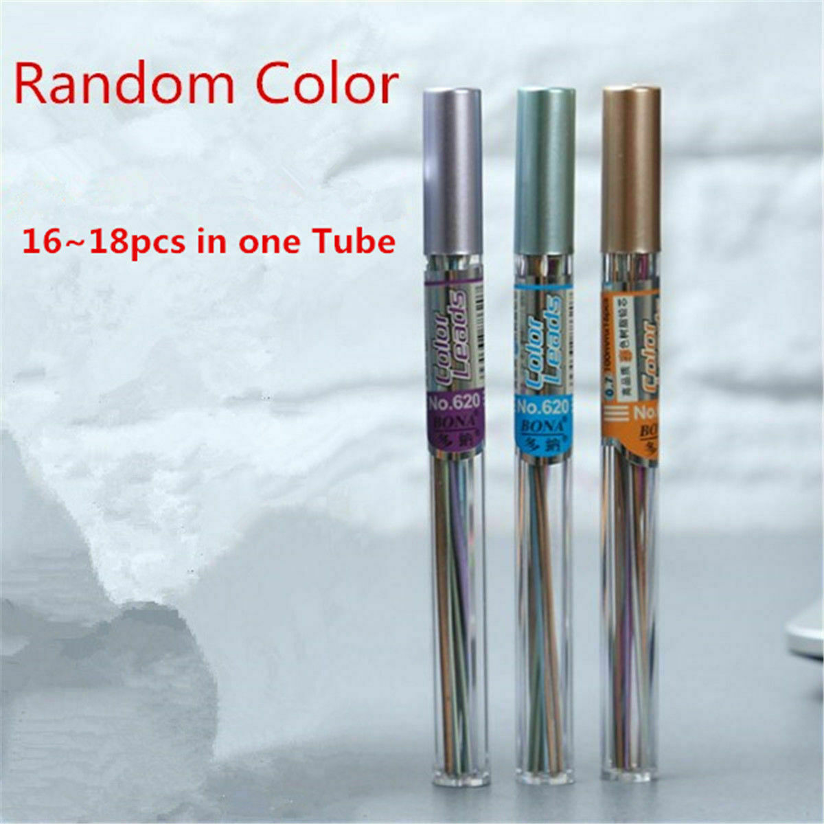 18pcs/Tube Automatic Mechanical Pencil Refill Color Lead School Stationery 0.7mm