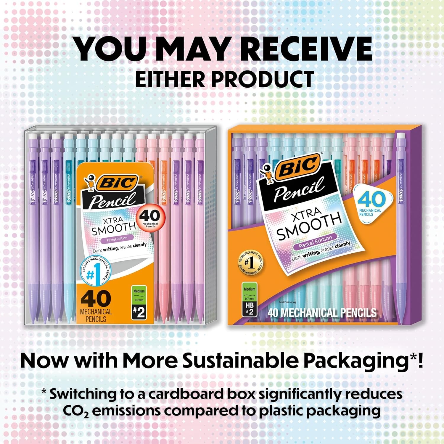 BIC Xtra-Smooth Mechanical Pencils 0.7mm Medium Point 40 Count Pastel Edition
