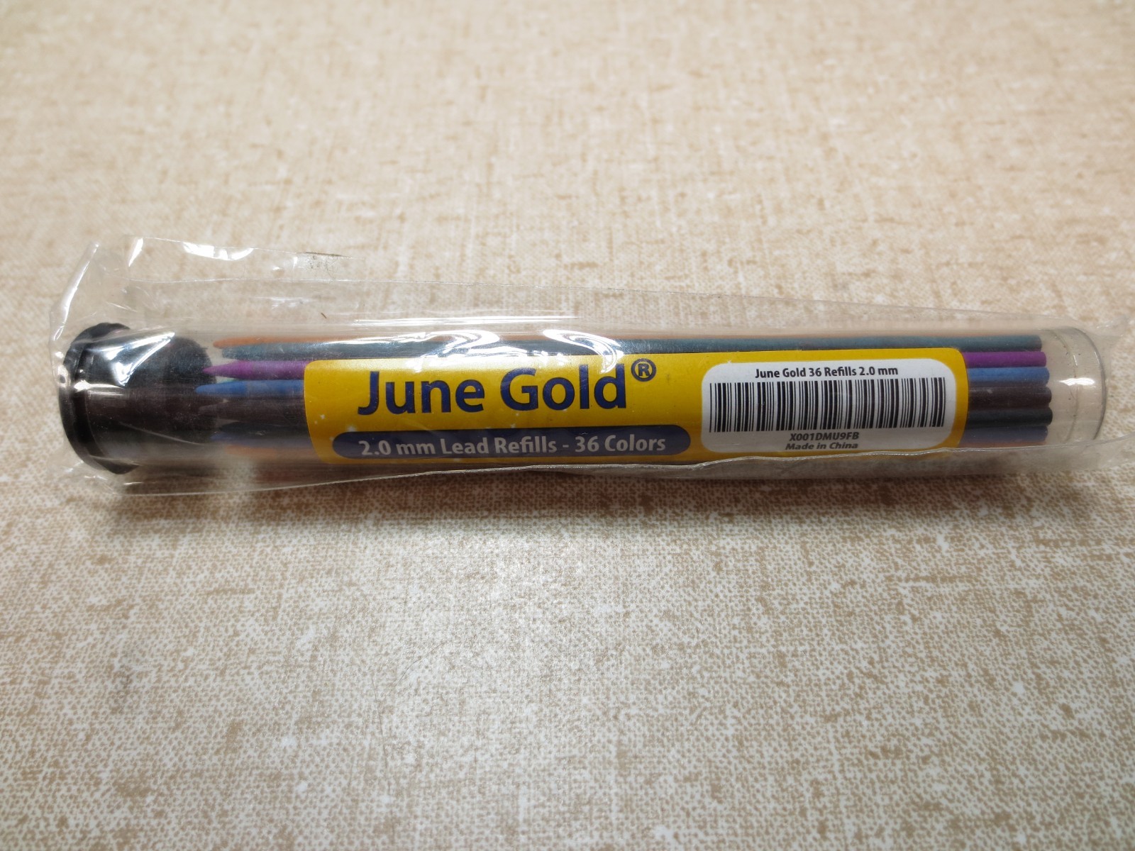 June Gold 36 Assorted Colored 2.0 Mm Lead Refills NOS 90 Mm Length 36 Colors