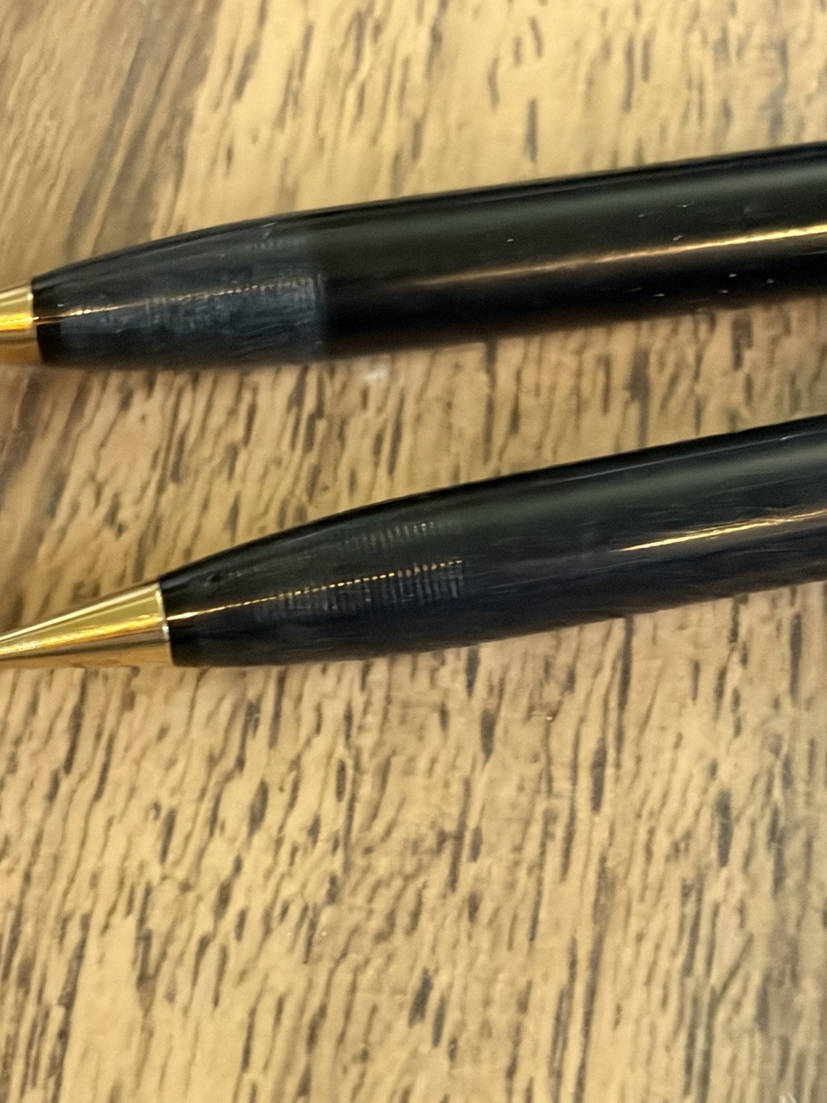 Vintage Pair Mechanical Pencil Sheaffer’s Black Gold and Silver MOP