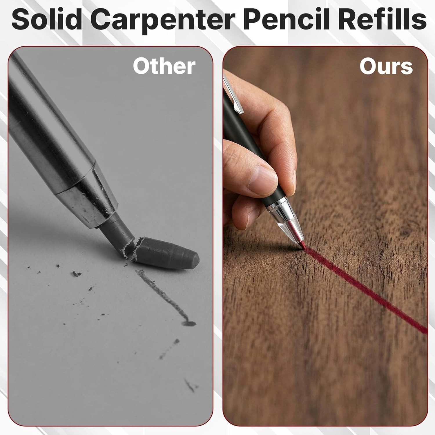 36pcs 2.8mm Pencil Lead Refills, Carpenter Mark Pencils Solid Deep Hole Mecha…