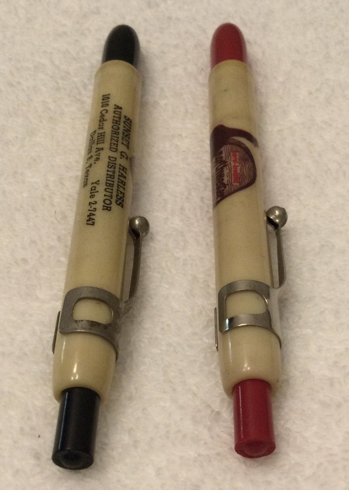 2 Vintage Black Listo Grease Pencil: Owens’ Sausage, Bowes Seal Fast