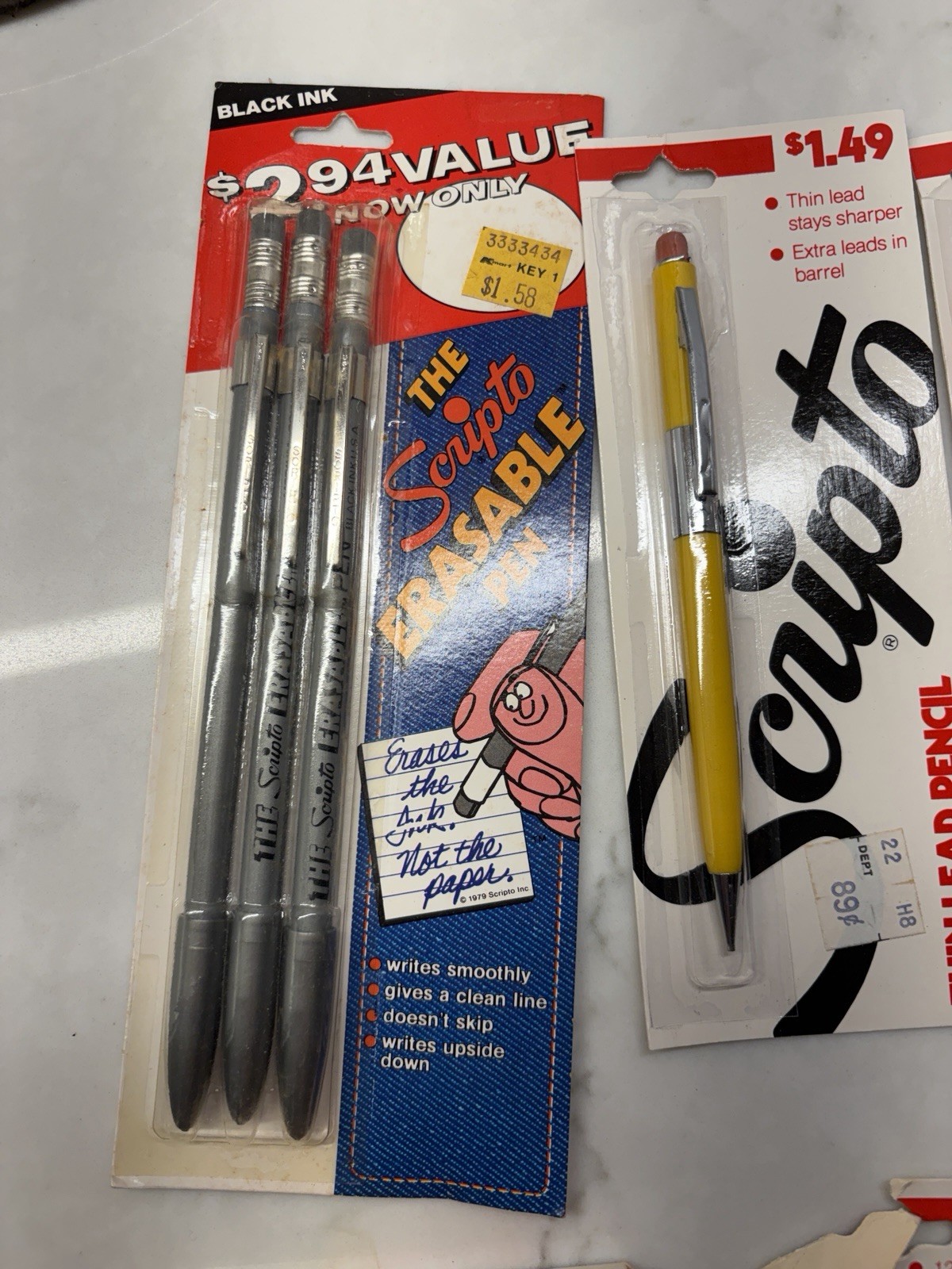 NEW VINTAGE SCRIPTO ULTRA THIN LEAD MECHANICAL, CRAYON, ERASERS PENCIL LOT
