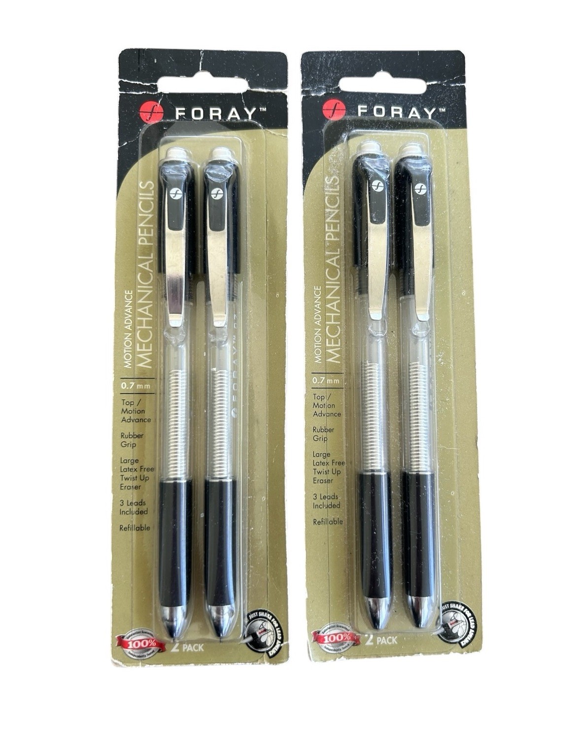VTG 2006 Foray NOS Mechanical Pencils Two Pack X 2 Motion Advance Rubber Grip