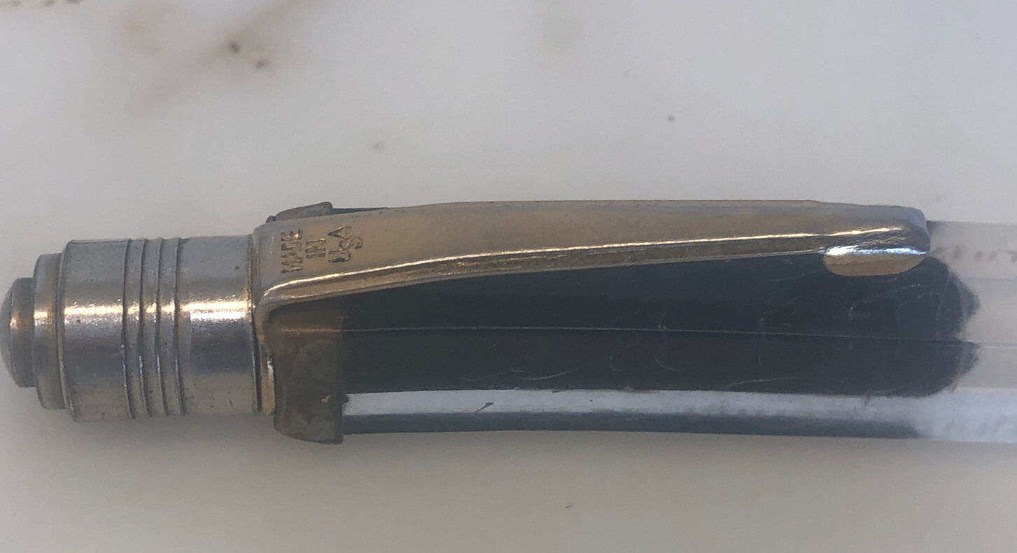 Vintage Square Lucite Mechanical Pencil Pigeon TWP Community Ctr Evansville IN