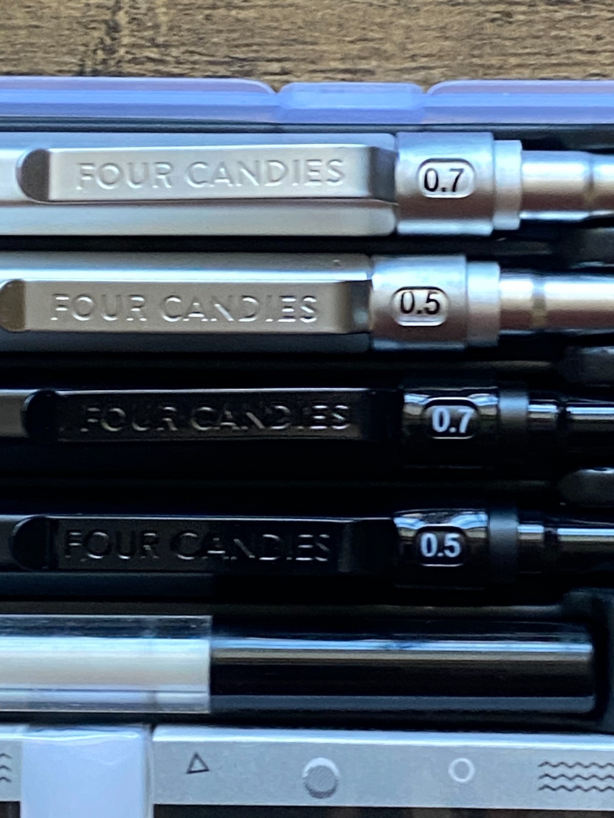 Four Candies Metal Mechanical Pencils Sets with Case 0.5mm, 0.7 mm & 2.0 mm