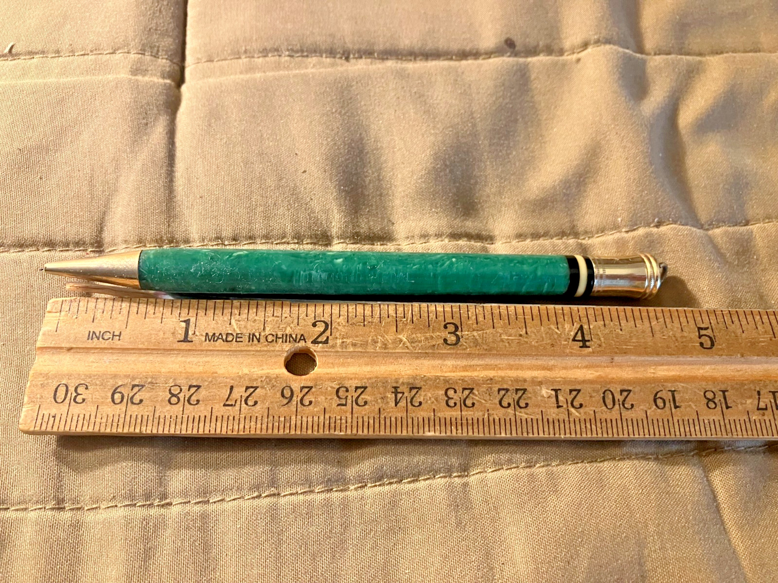 Diamond Metal Diplomat Green Marbled Mechanical Pencil Circa 1930