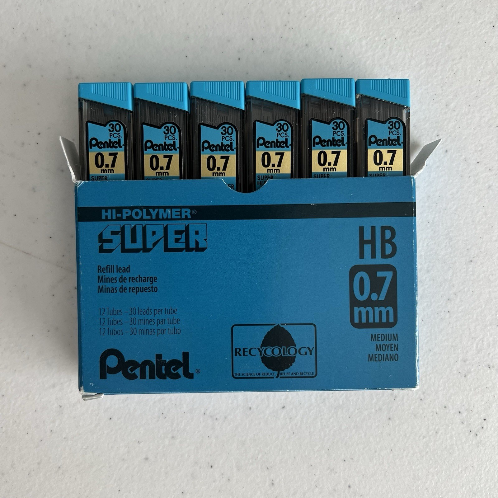 Super Hi-Polymer Lead Refills, (0.7mm), Medium, 360 Count (Pack of 1) HB Lead.