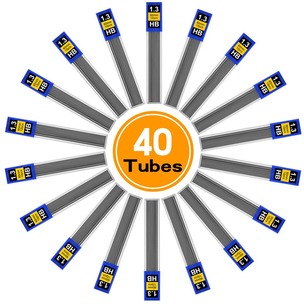 480 Pieces Lead Refill 1.3 mm HB Break Resistant Mechanical Pencil Lead, 12 P…