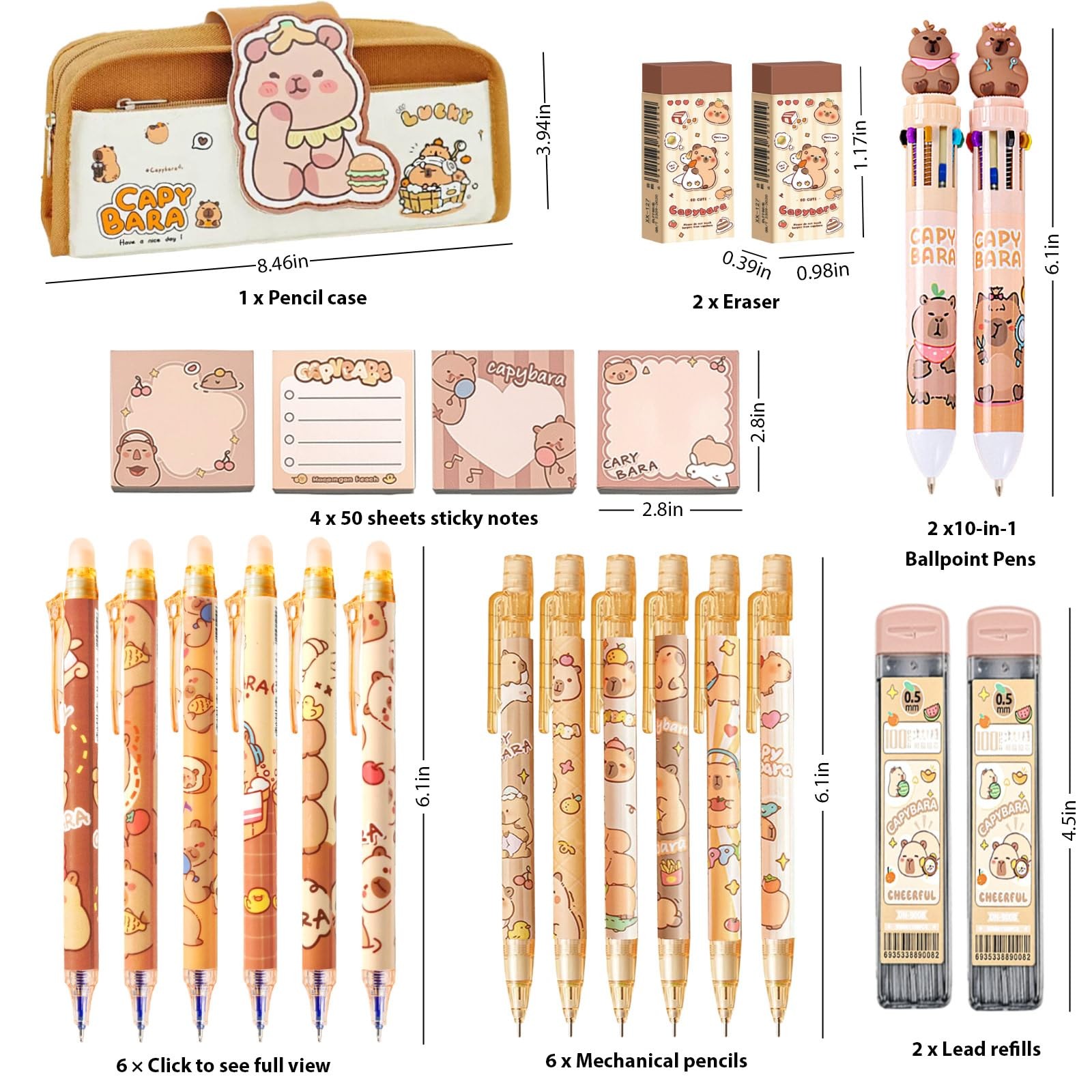 Cute Capybara Supplies Capybara Stationery Set Kawaii Christmas Gifts Set Inc…