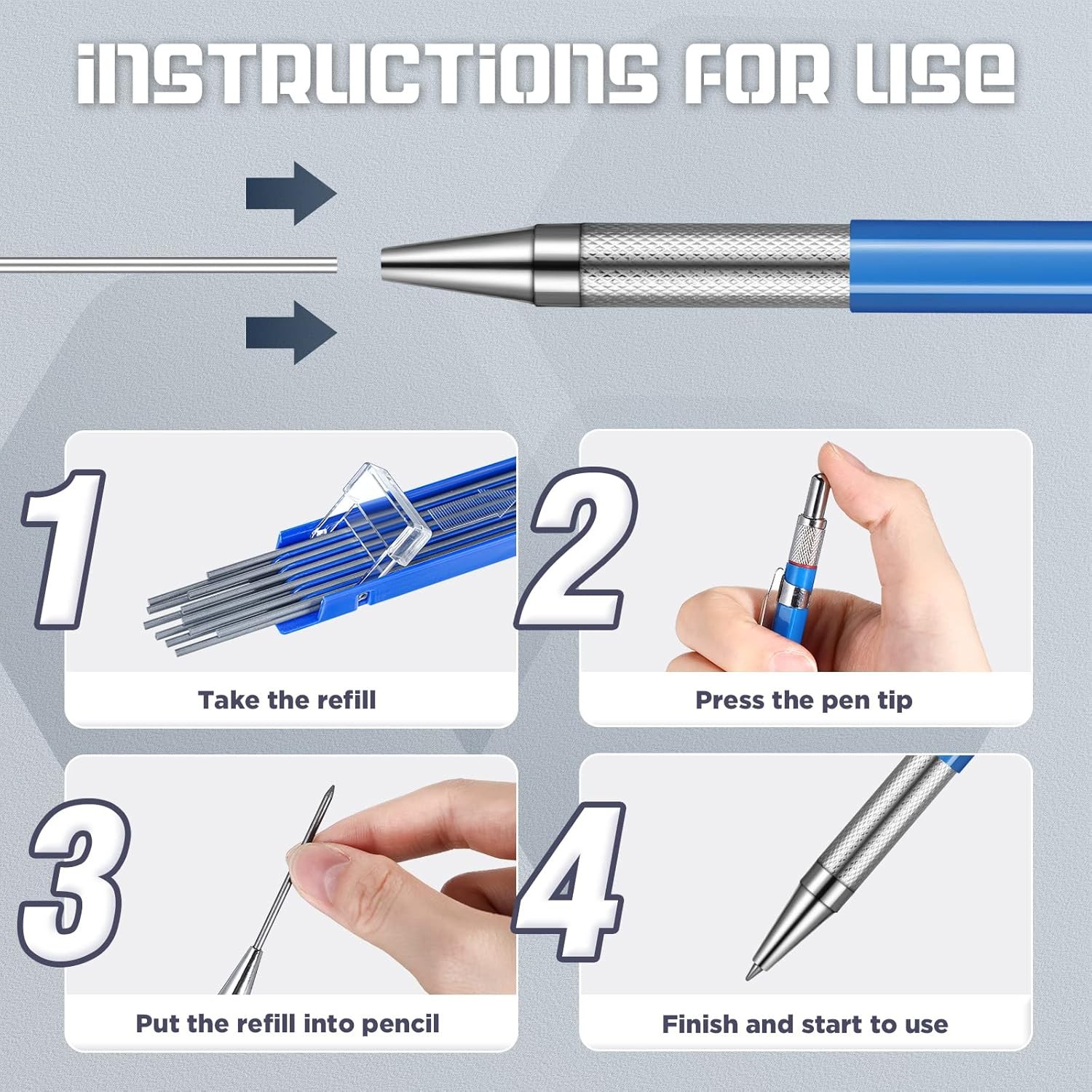 Zhehao 8 Pcs Welders Pencil with 96 2 mm 1 Count (Pack of 1), Silver