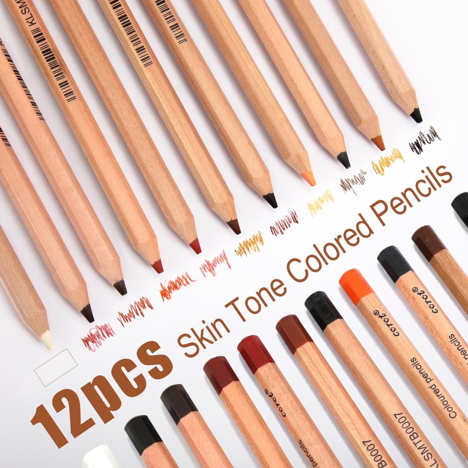 ofone Skin Tone Colored Pencils, 12 Colors Pastel 1 Count (Pack of 12),