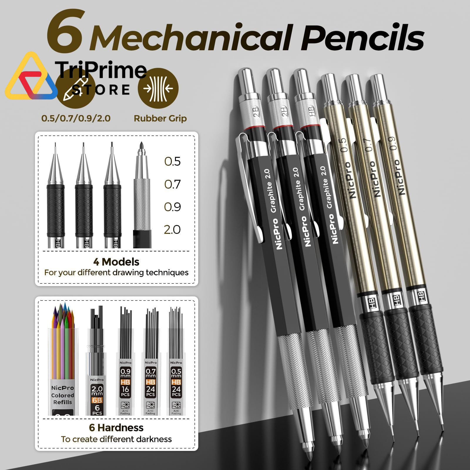 Nicpro 58 PCS Art Drawing Supplies Kit in 0.5mm 0.7mm 0.9mm 2.0mm, Black