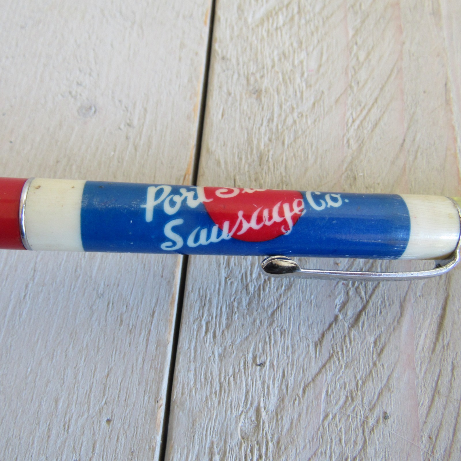 vtg Ritepoint Floaty Pencil Port Stockton Sausage Co Floating Sausage / Hot Dog