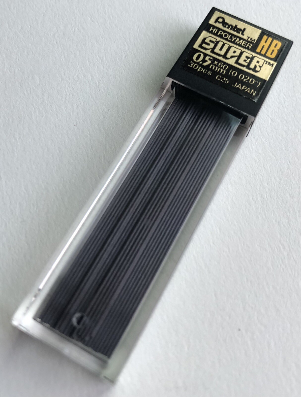 Vintage PENTEL Hi Polymer HB Mechanical Pencil Lead .5mm Black NOS 30pk Japan