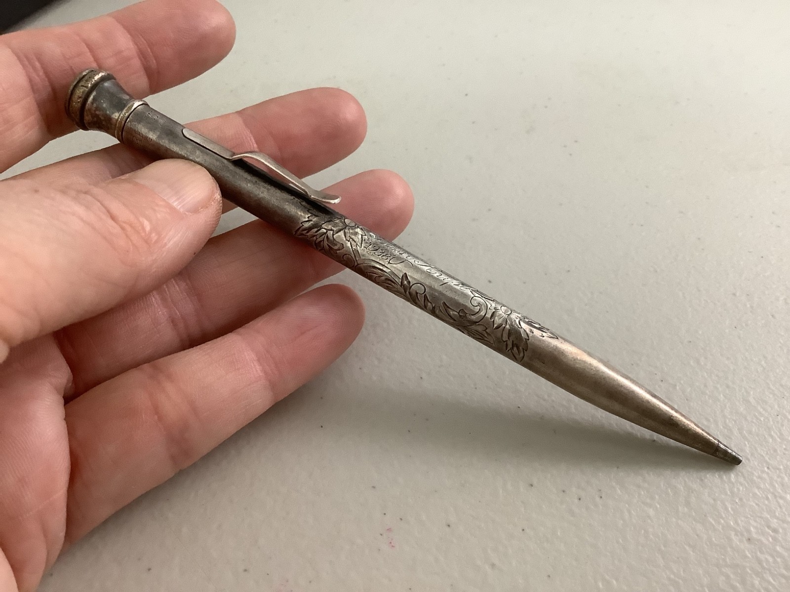 VTG 1938 Sterling Silver Wahl Ever Sharp Mechanical Pencil engraved 5” 19.84g