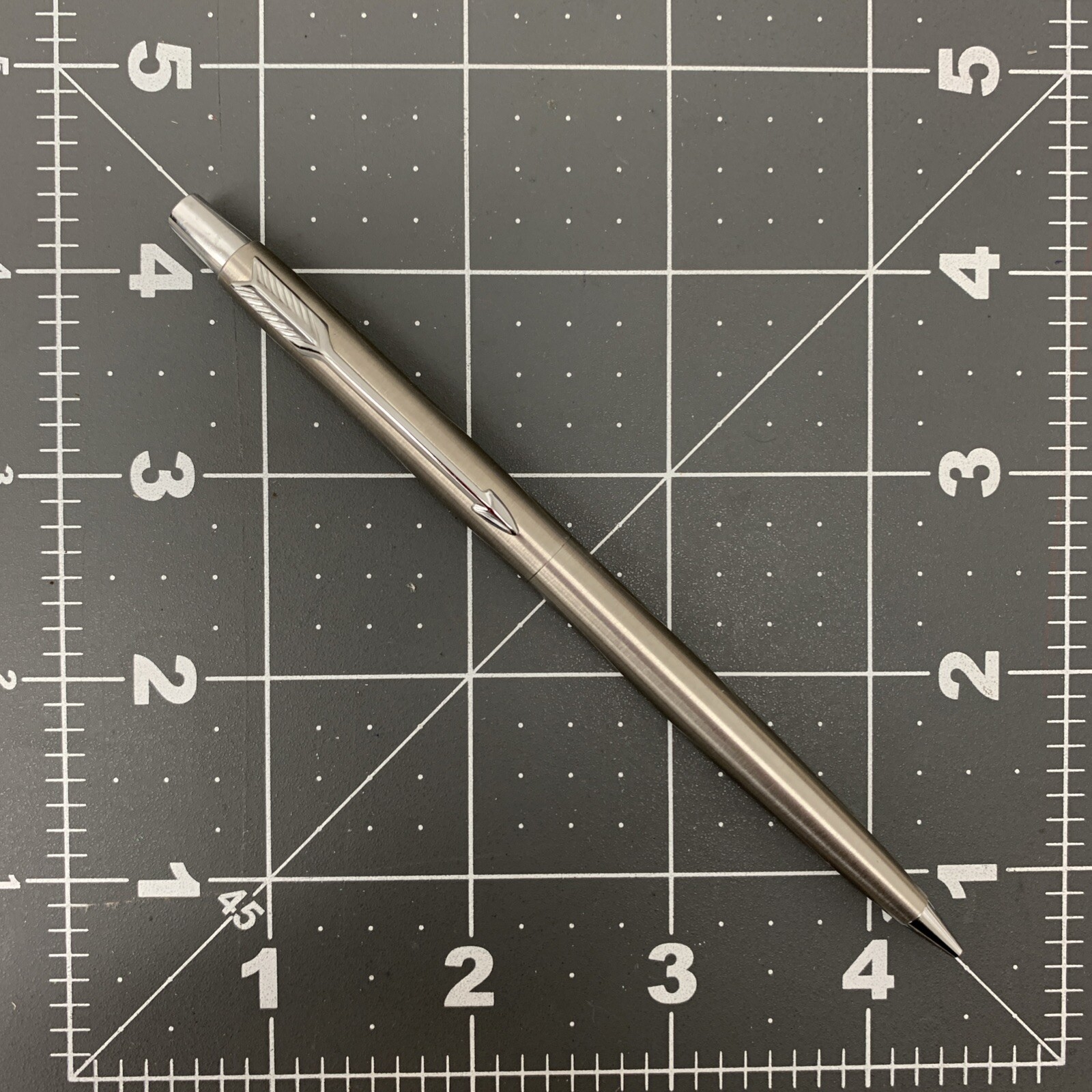 Vintage Parker Mechanical Pencil Brushed Stainless Steel Arrow Clip USA RARE