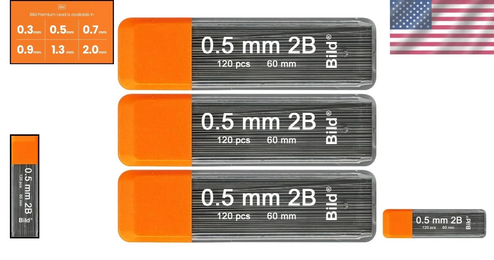 High-Density 2B Graphite Lead Refills for 0.5mm Mechanical Pencils – Adult Use