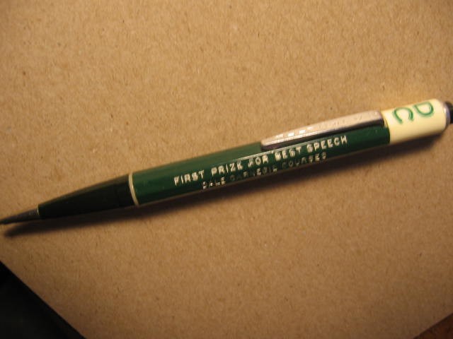 Vtg. Durolite Mechanical Pencil 1st Prize For Best Speech Dale Carnegie Course
