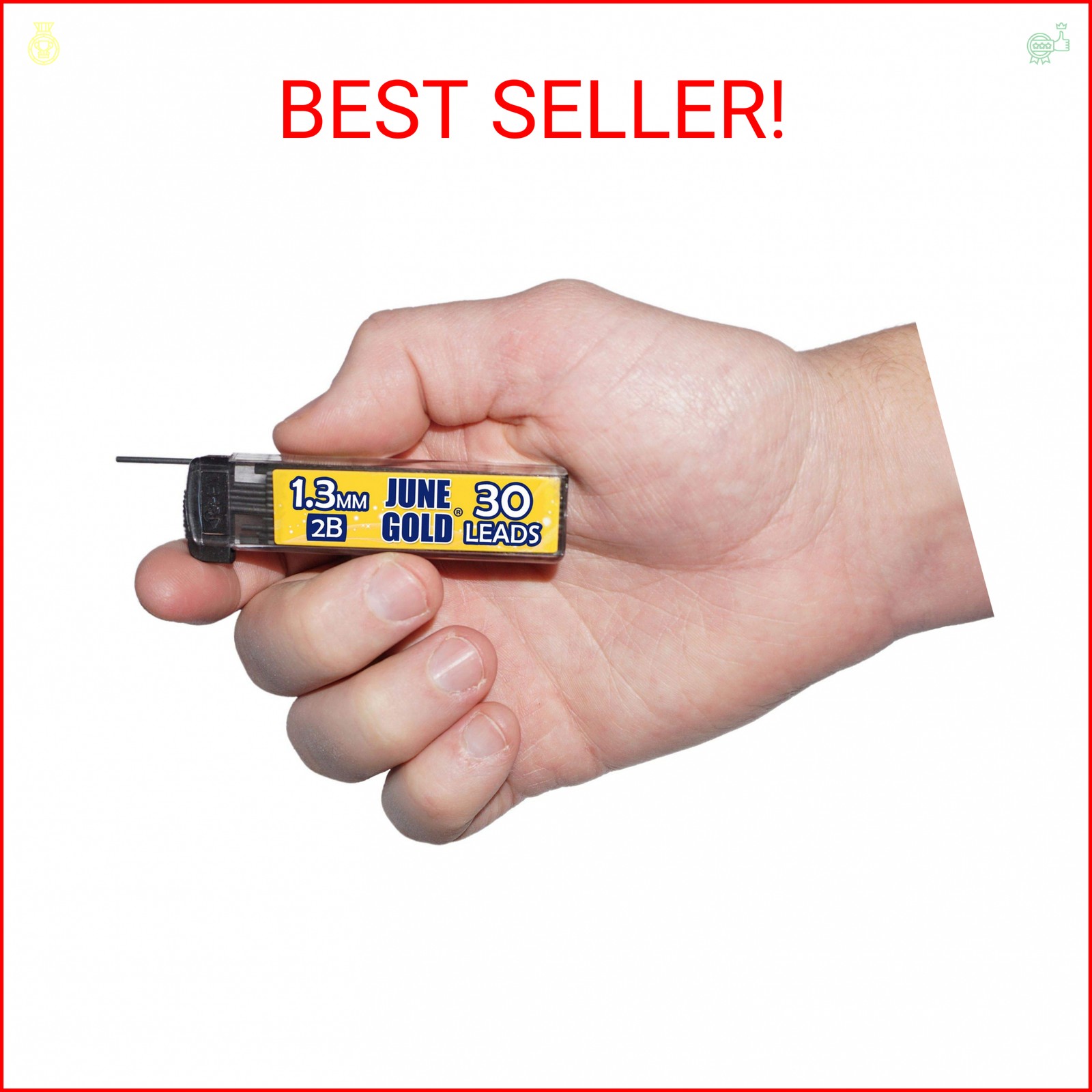 June Gold 120 Pieces, 1.3 mm 2B Lead Refills, 30 Pieces Per Dispenser, Medium Bo