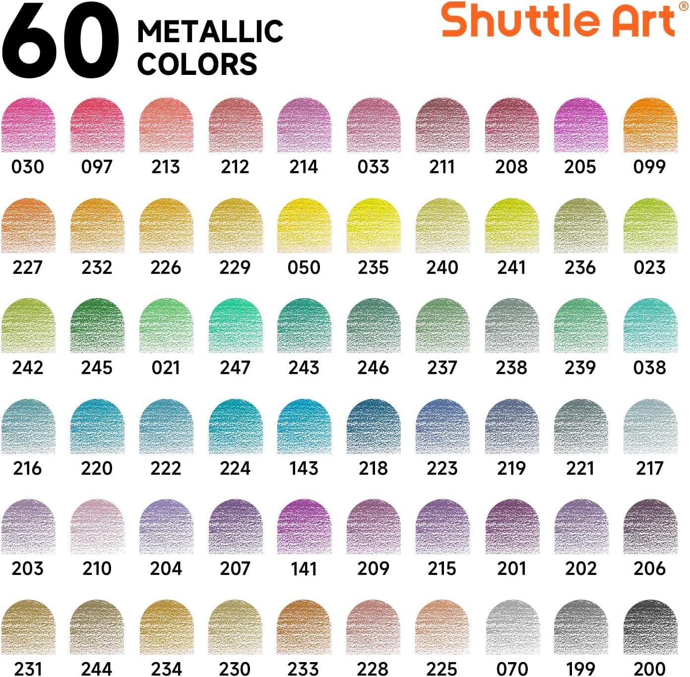 Shuttle Art 60 Metallic Colored 1 Count (Pack of 60), 60 Colors