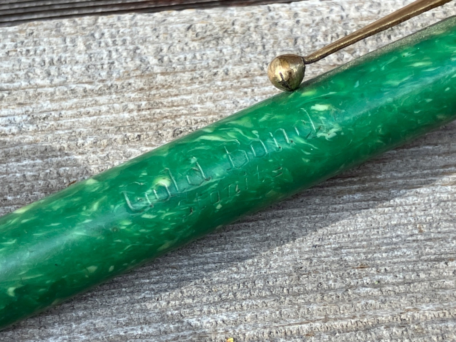 VTG GOLD BOND STONITE JADE COLORED MECHANICAL PENCIL 14 K GOLD FILLED