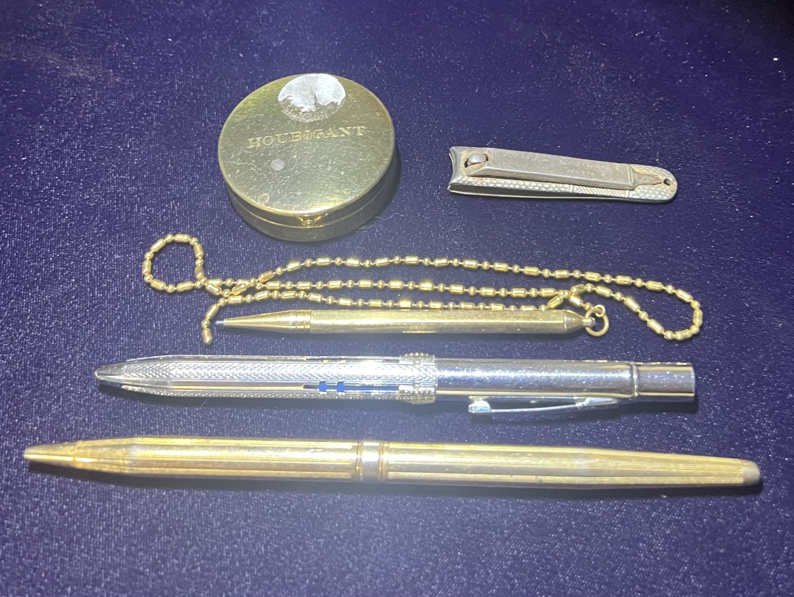 Vintage Vanity Desk Lot Houbigant Compact Mechanical Pencil Norma USA Pen