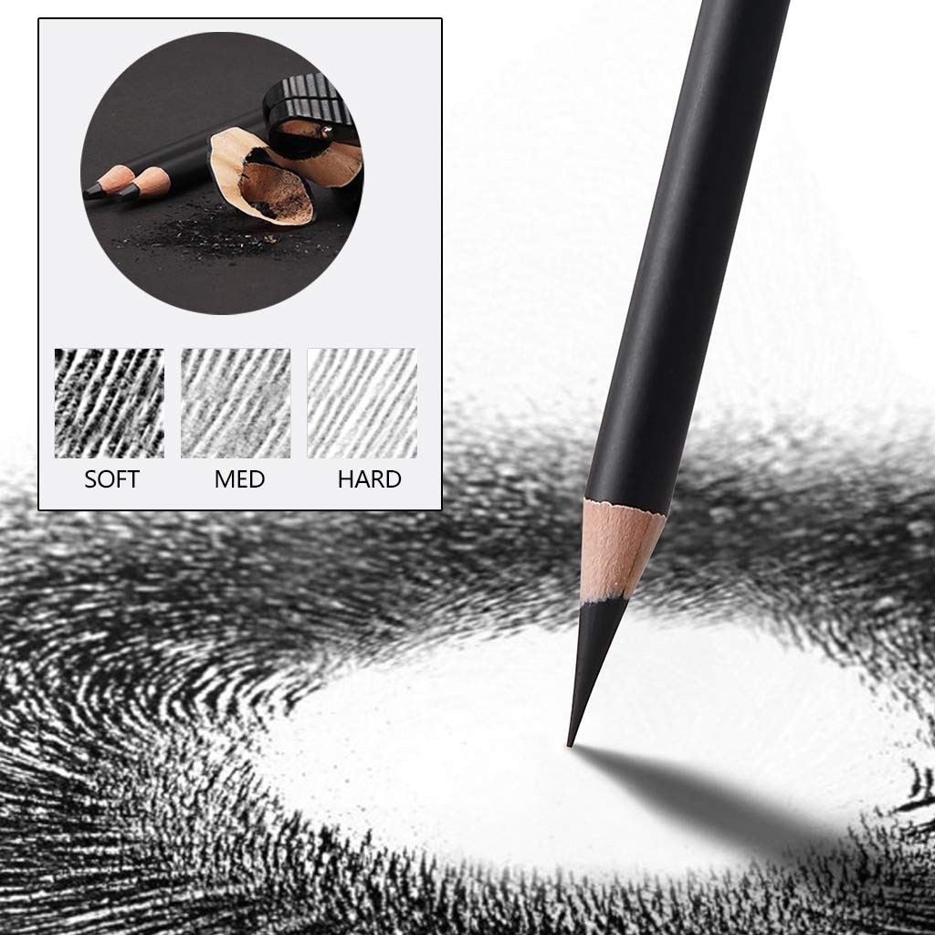 MARKART Professional Charcoal Pencils Drawing Set 10 Count (Pack of 1), Black