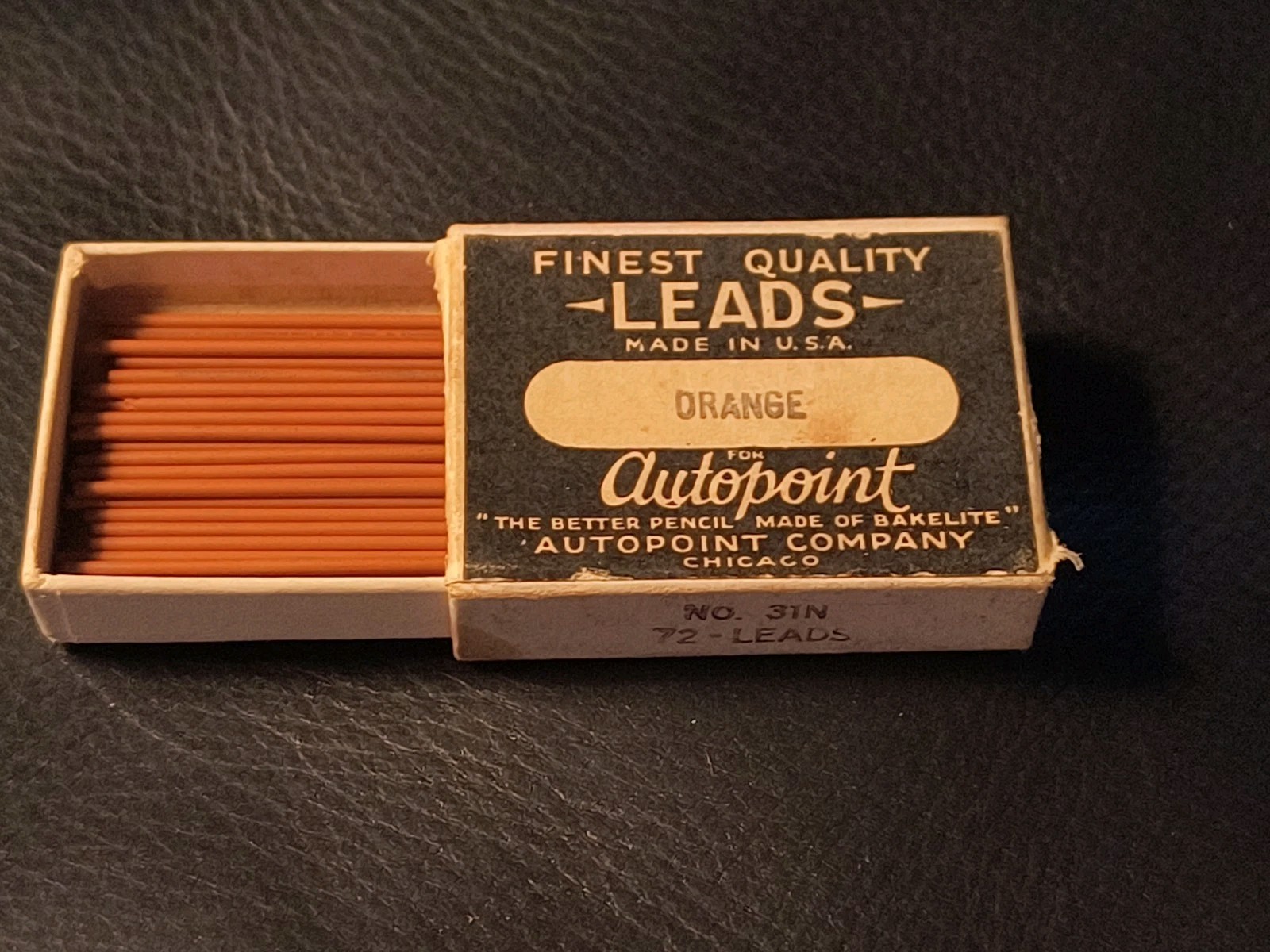 Vintage Partial Box (Approx. 50) of Autopoint 1.18mm Orange Leads (No. 31N) Rare