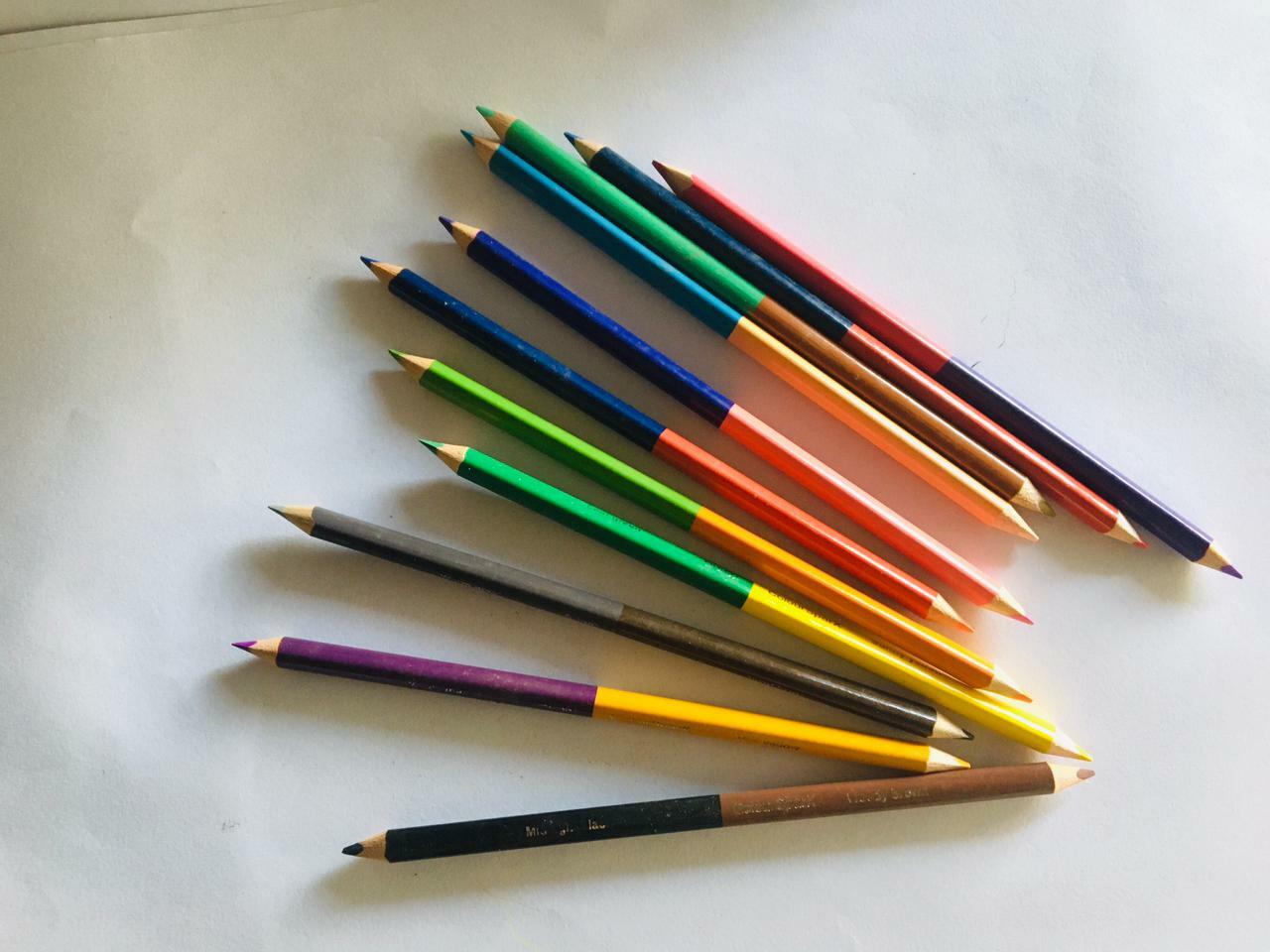 24 Multicolor 12 pencils drawing art kid’s adults 2 in 1 wood pencil Stationary