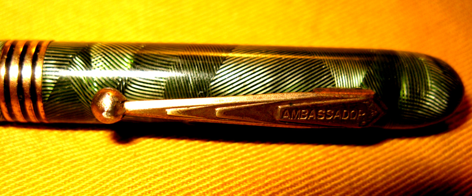 VINTAGE 5″ LONG GREEN/BLACK MARBLE AMBASSADOR MECHANICAL PENCIL