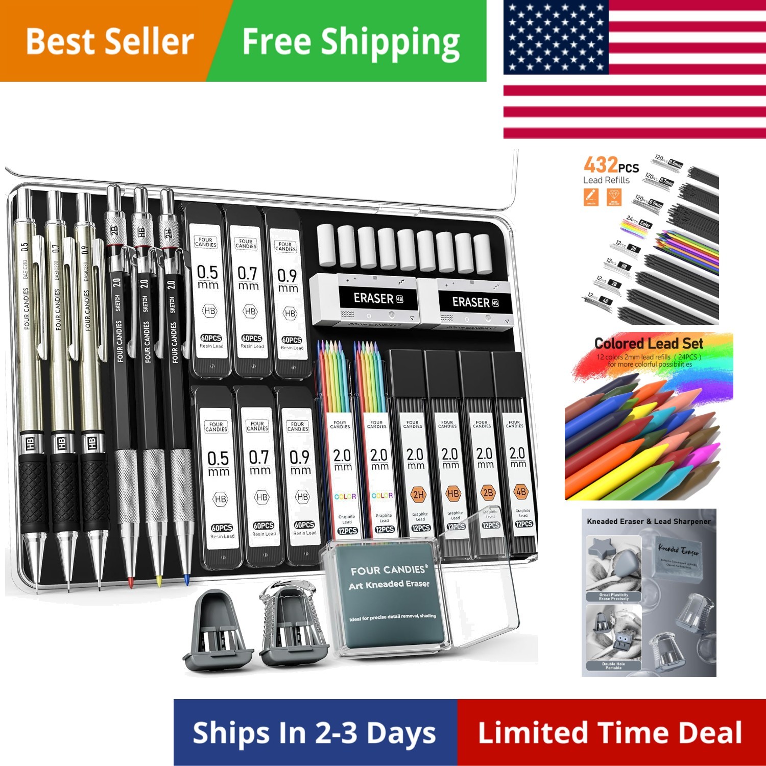 25PCS Mechanical Pencil Set with Case, Art Supplies with Metal Pencil 0.5, 0….