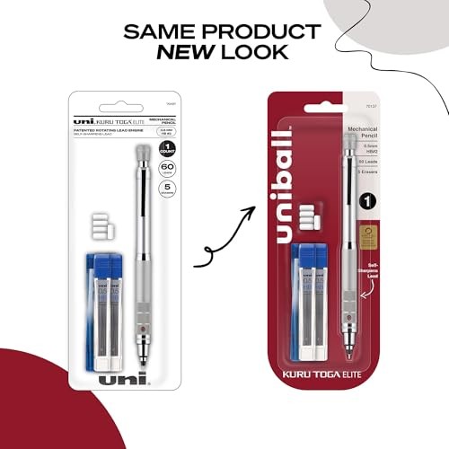 uniball Kuru Toga Elite Mechanical Pencil Starter Kit, 0.5mm, HB #2 Silver