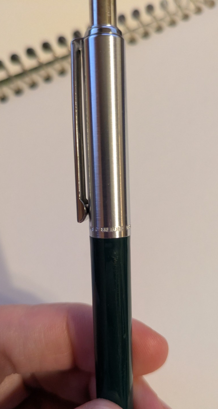 Vintage Chrome & Green Sheaffer Mechanical Click Pencil