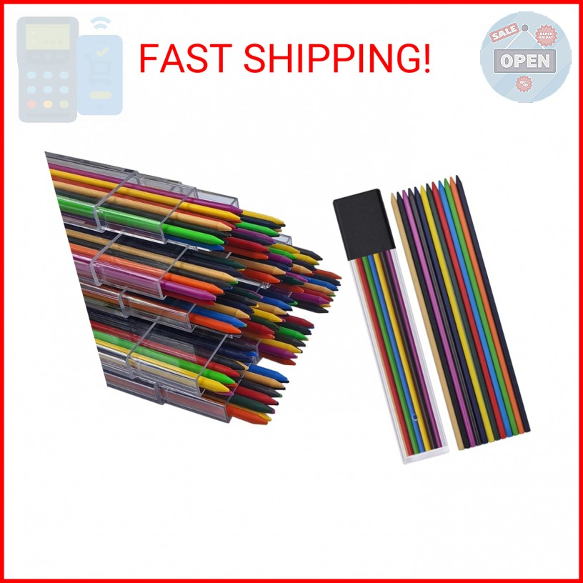 JOMPENS 2.0mm Colored Pencil Lead Refills, 72 Pack Assorted Colors Mechanical Pe