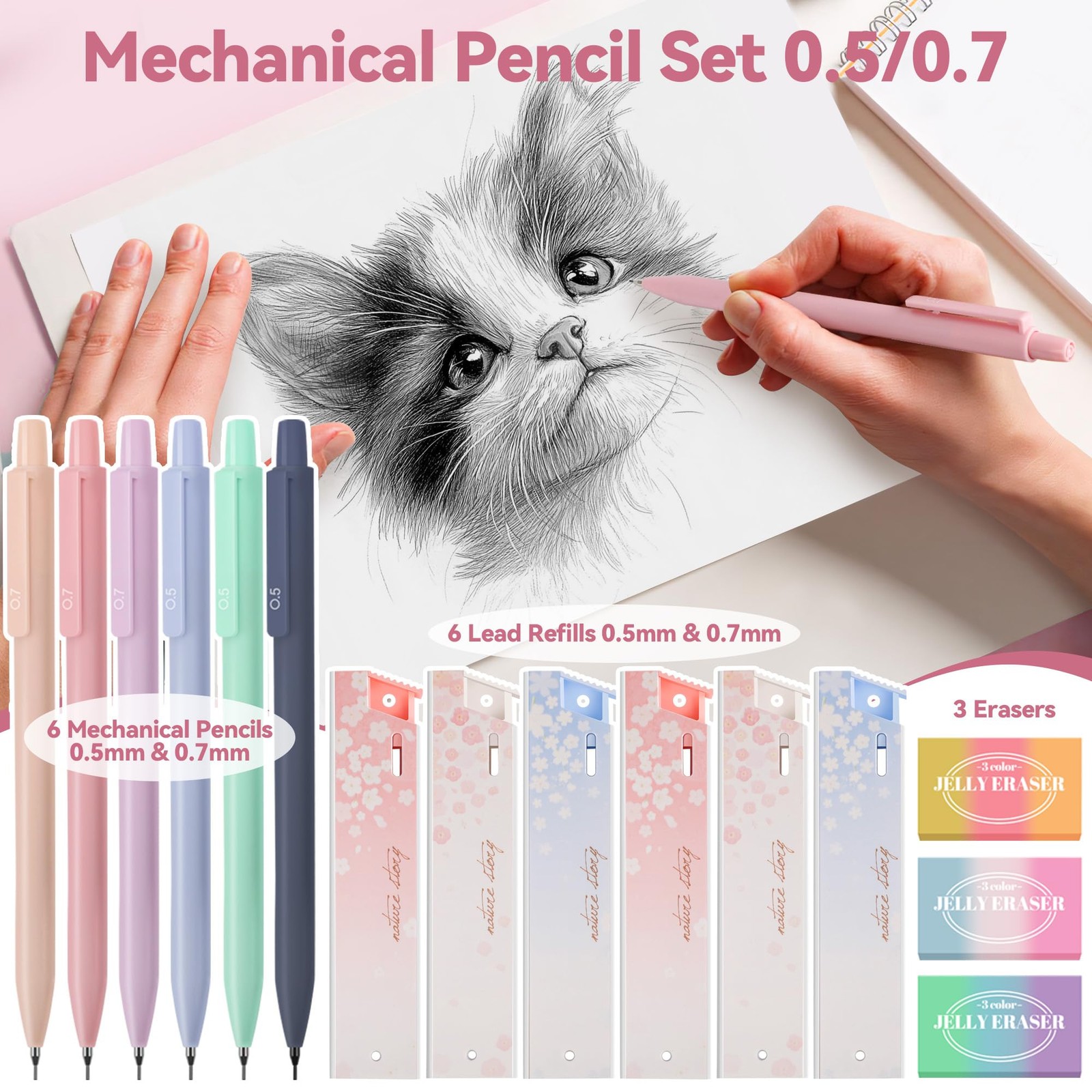 61 PCS Aesthetic School Supplies with Cute Pencil Case Pastel Highlighters Ge…