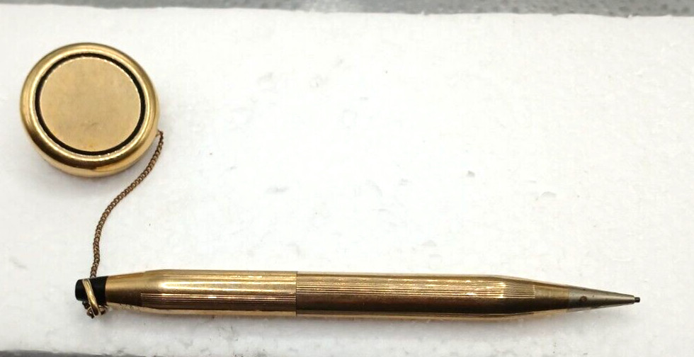 BALLOU AND BOSS BB INC PIN W/ 1/30 10KT RGP PENCIL Vtg Retractable Needs Repair