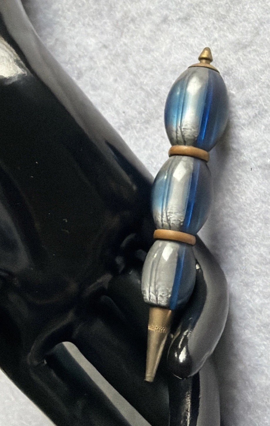 Gorgeous Gold Blue Vintage Mid Century Modern Beaded Mechanical Mini Pencil