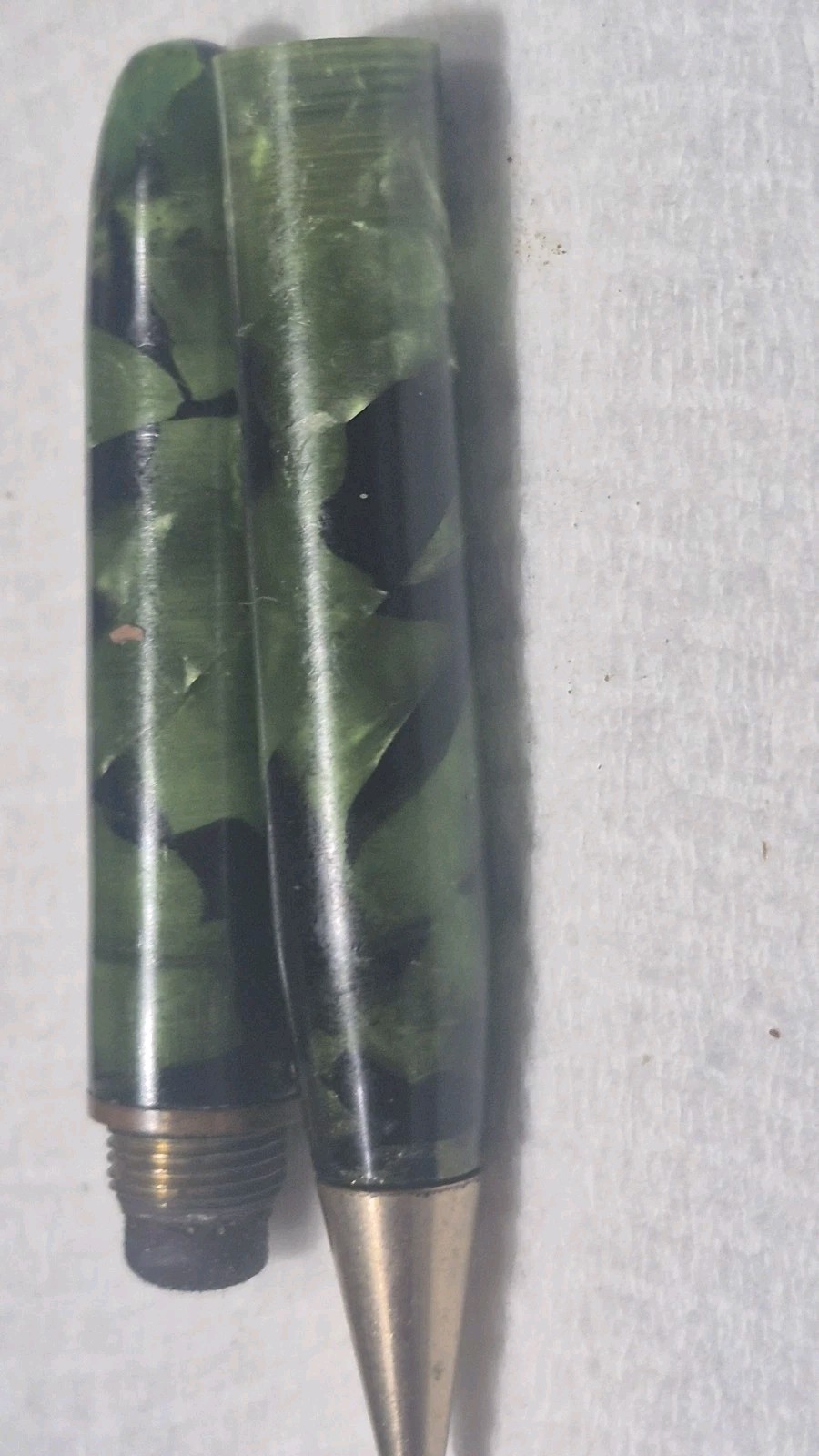 “TOWNSEND” TRANSLUCENT Greens +Black/Polished Brass Trim Working Mech Pencil