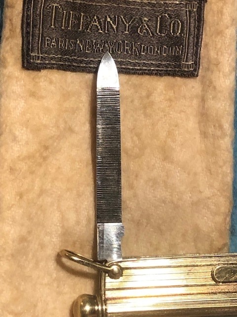 RARE 14K Gold Tiffany & Co Pocket Knife Telescoping Pencil Pendant Fob BOX POUCH